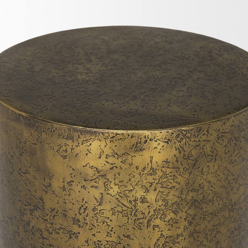 Rosh Textured Gold Metal w/ Acid Wash Accent Table - 12.0L x 12.0W x 18.0H