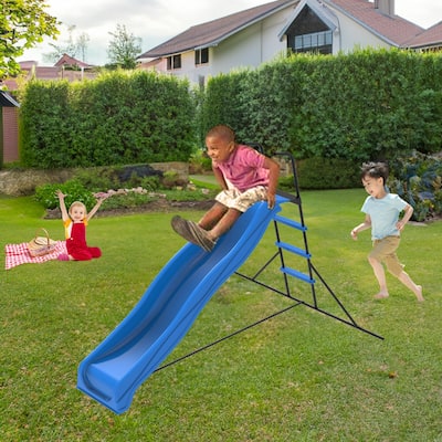 2.2M kids plastic slide indoor Freestanding playground equipment children plastic slide kids indoor slide blue