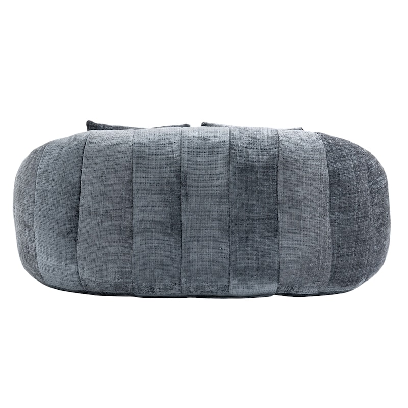 Gray 59.05" Chenille High Back Loveseat Chaise Lounge Chair