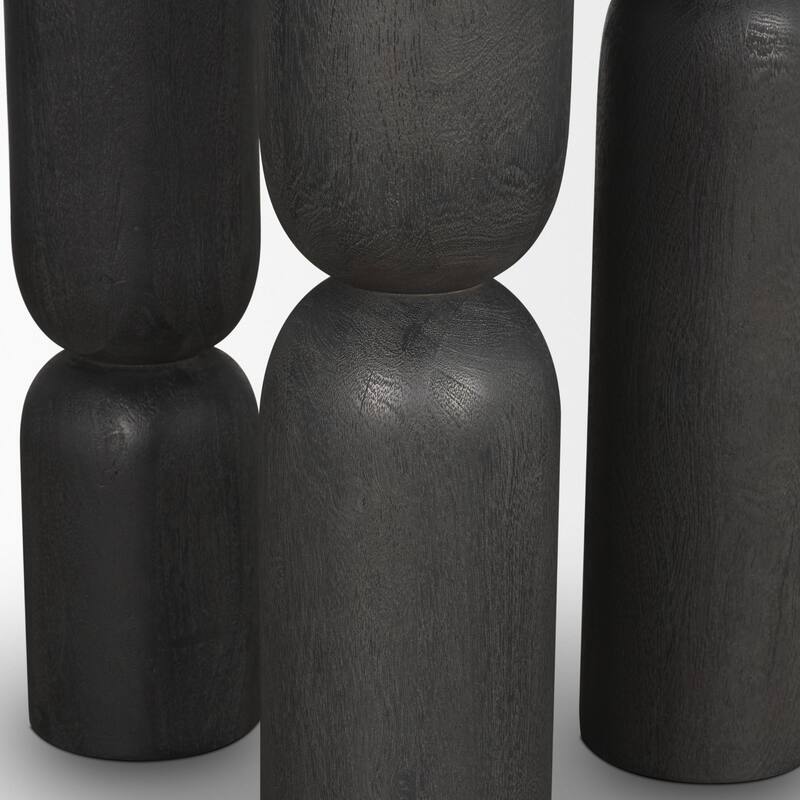 Sonel Pedestal Medium Dark Brown / Matte Black Acacia Wood Foyer Table -  35.0L x 4.5W x 35.0H