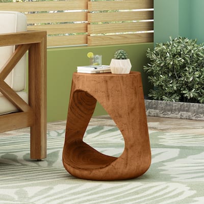 Hollow Round Table-Shape Side Table,Wood-Like Texture