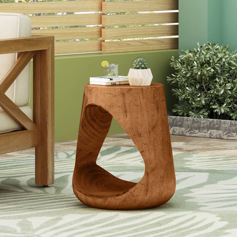 Hollow Side Table, Wood-like texture - Antique brown