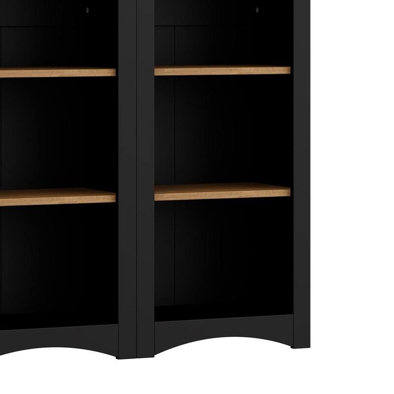 Farmhouse Free Standing 5 Tier Bookshelves Set of 2 with Adjustable Shelves for Versatile Storage