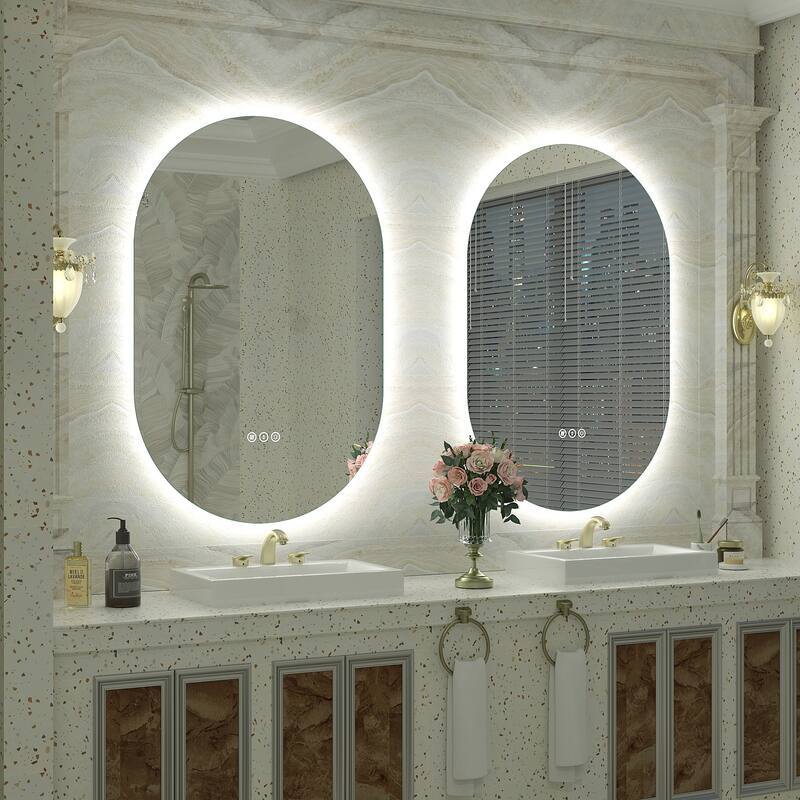 UL Certified Oval LED Lighted Anti-fog Wall Bathroom Vanity Mirror