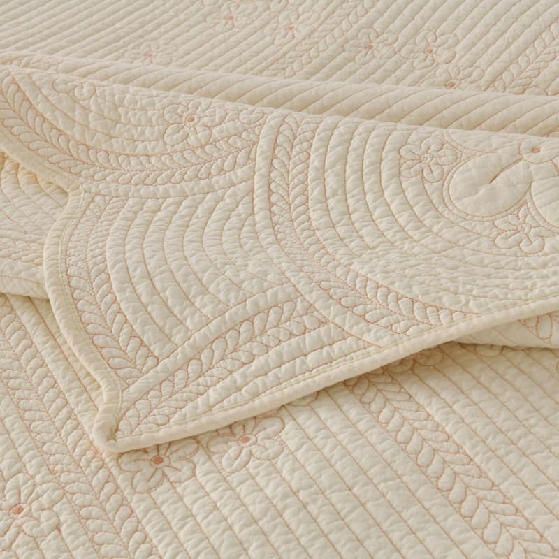 3 Pcs Cotton Embroidered Floral Bedspread Set