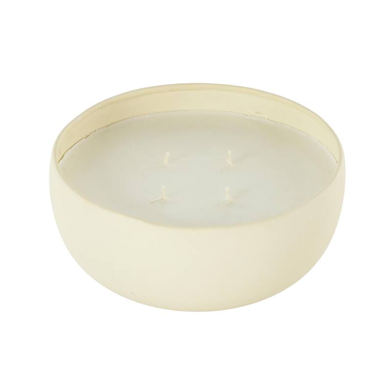 Beige, Black or Cream Metal Scented Textured 34oz 4 Wick Decorative Candle with White Wax