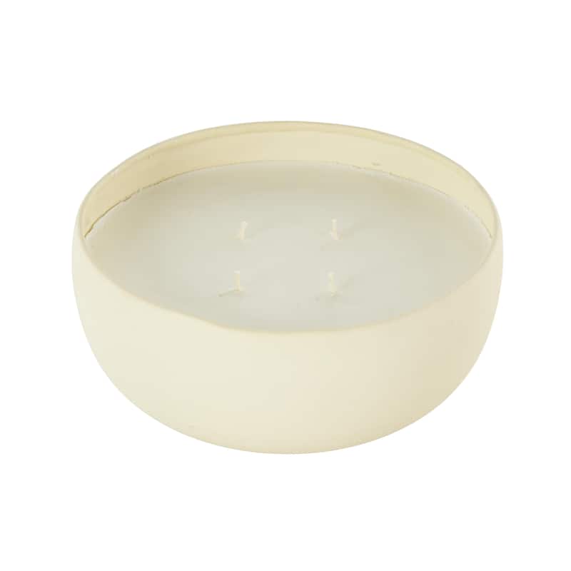 Metal Scented Textured 34oz 4 Wick Decorative Candle with White Wax - Beige, Black or Cream - Roche River Decor