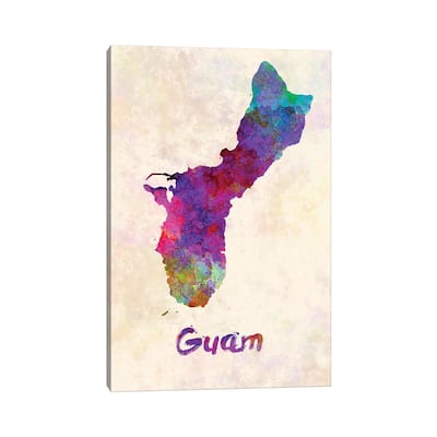 iCanvas "Guam Map In Watercolor" by Paul Rommer Canvas Print
