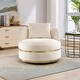 preview thumbnail 49 of 62, 360 Degree Swivel Accent Chair Velvet Modern Upholstered Barrel Chair Over-Sized Soft Chair with Seat Cushion Beige