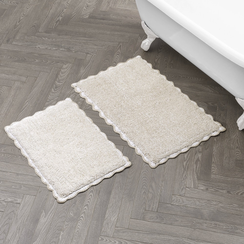 Laura Ashley Heathered Crochet Border Bath Rug