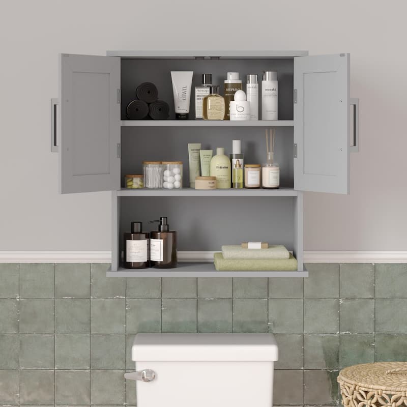 Wall-Mounted Medicine Cabinet Bathroom Storage Organizer with Shelves