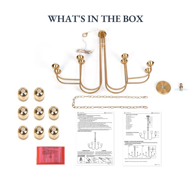 Modern 8-Light Gold Chandelier with Textured Wine Glass Shades for Dining Living Room