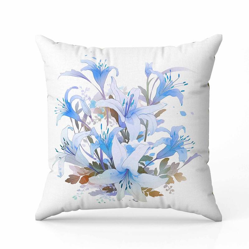 Lily Mist Serenity Indoor/Outdoor Reversible Throw Pillow Blue and Purple