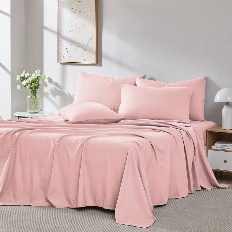 Vilano 6-piece Ultra Soft Extra Deep Pocket Bed Sheet Set - Pink - Split King