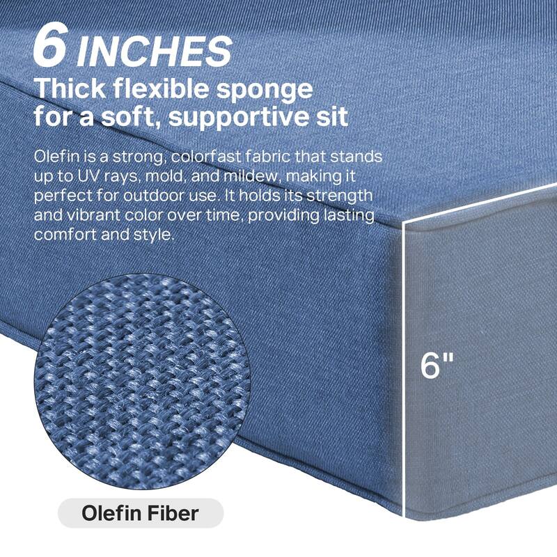 22" W x 24" D x 6" T Outdoor Lounge Chair Replacement Cushion Set Water and Fade Resistant