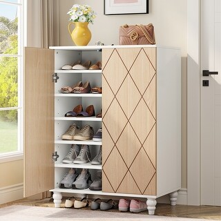 White solid store wood shoe cabinet