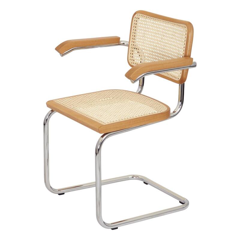 Breuer Chair Company Marcel Breuer Cesca Cane Cantilever Armchair Arm Chair w/ Chrome Steel Frame (Various Wood & Cane Colors)