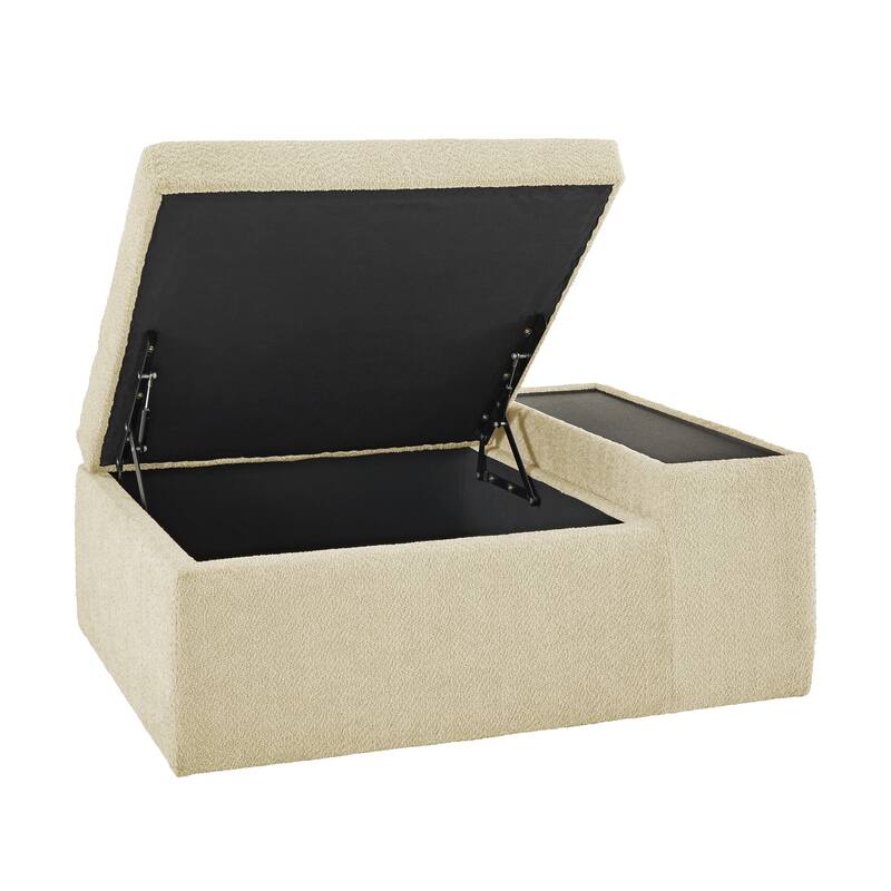 Sebastopol Boucle Fabric Storage Ottoman With Table and Casters by iNSPIRE Q Modern