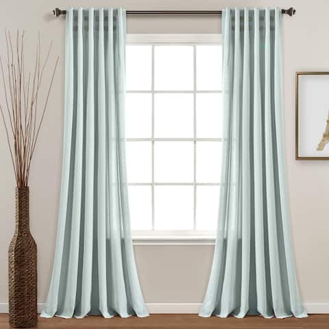 Lush Decor Linen Button Pinched Pleat Window Curtain Single Panel - 84" x 40"