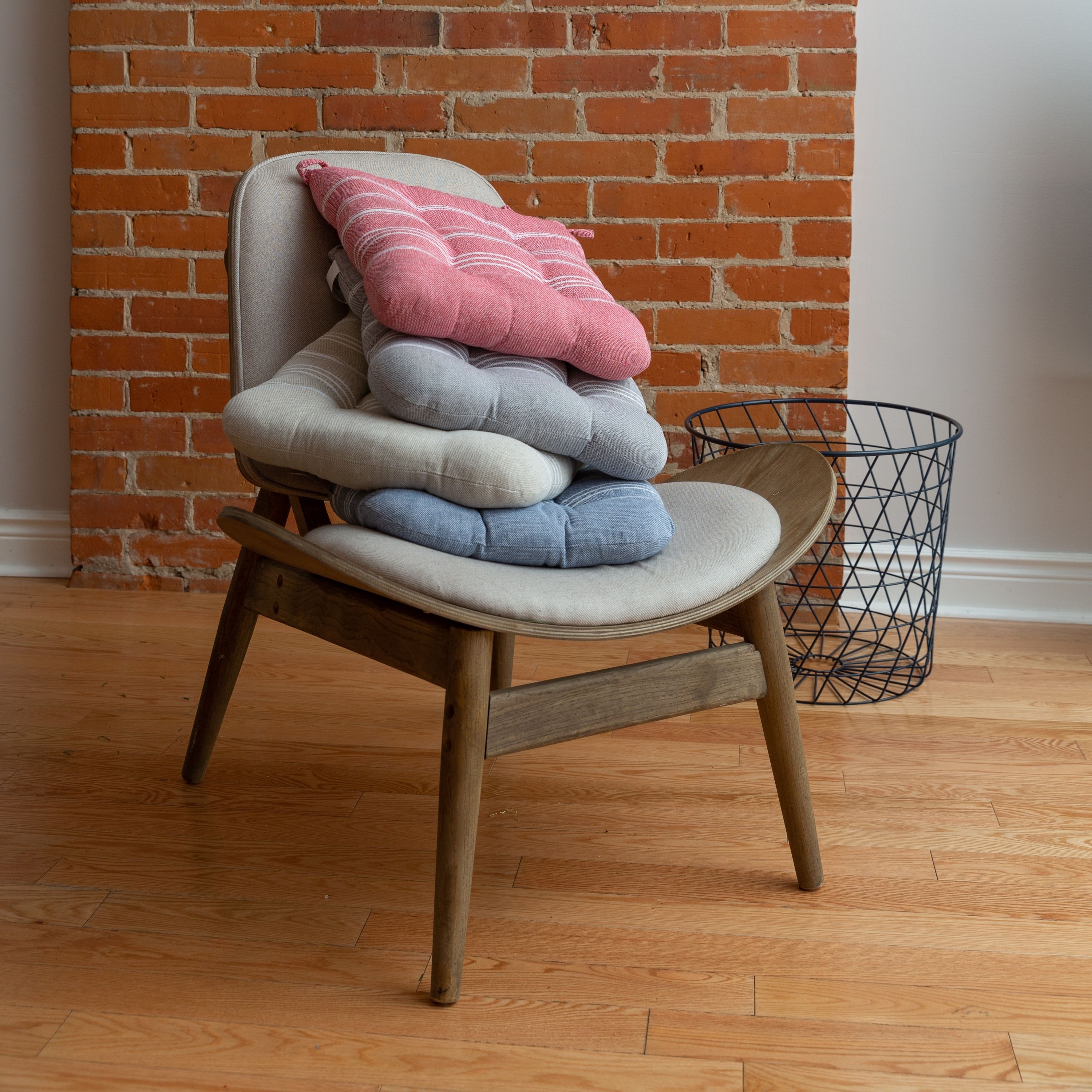 Achim Buffalo Check Tufted Chair Seat Cushions - Set of 2 - Burgundy Grey