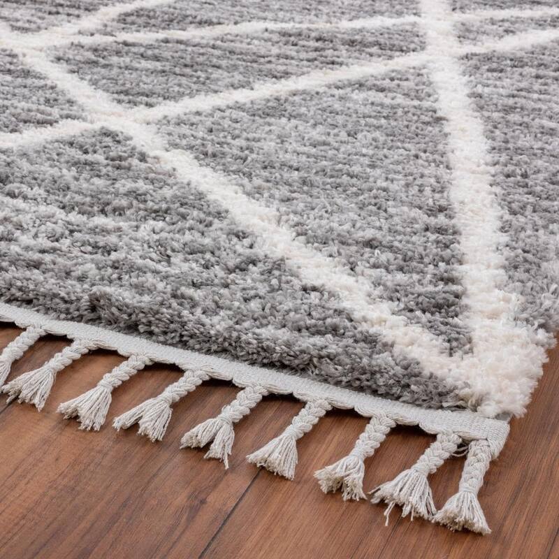 Luxe Weavers Geometric Fringed Shag Area Rug for Living Room