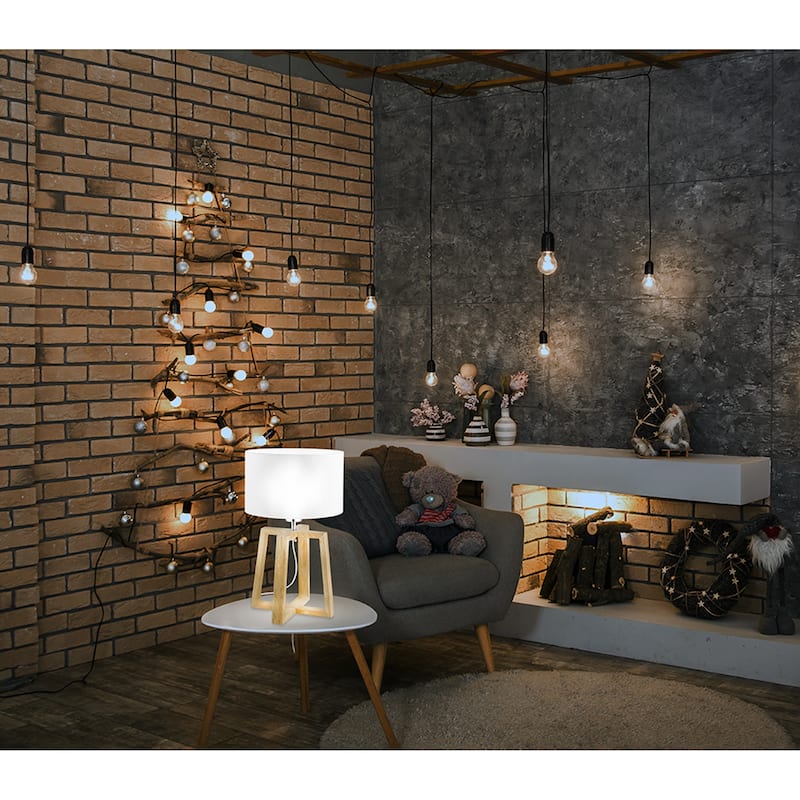 Eglo Chietino 1-Light Natural Table Lamp with White Fabric