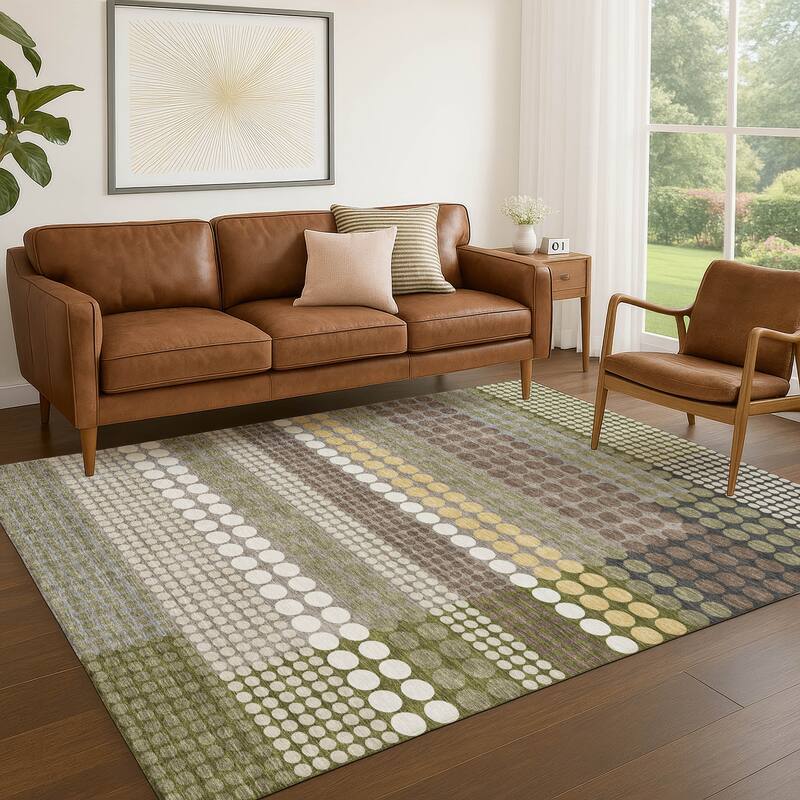 Machine Washable Indoor/ Outdoor Casual Dotty Chantille Rug