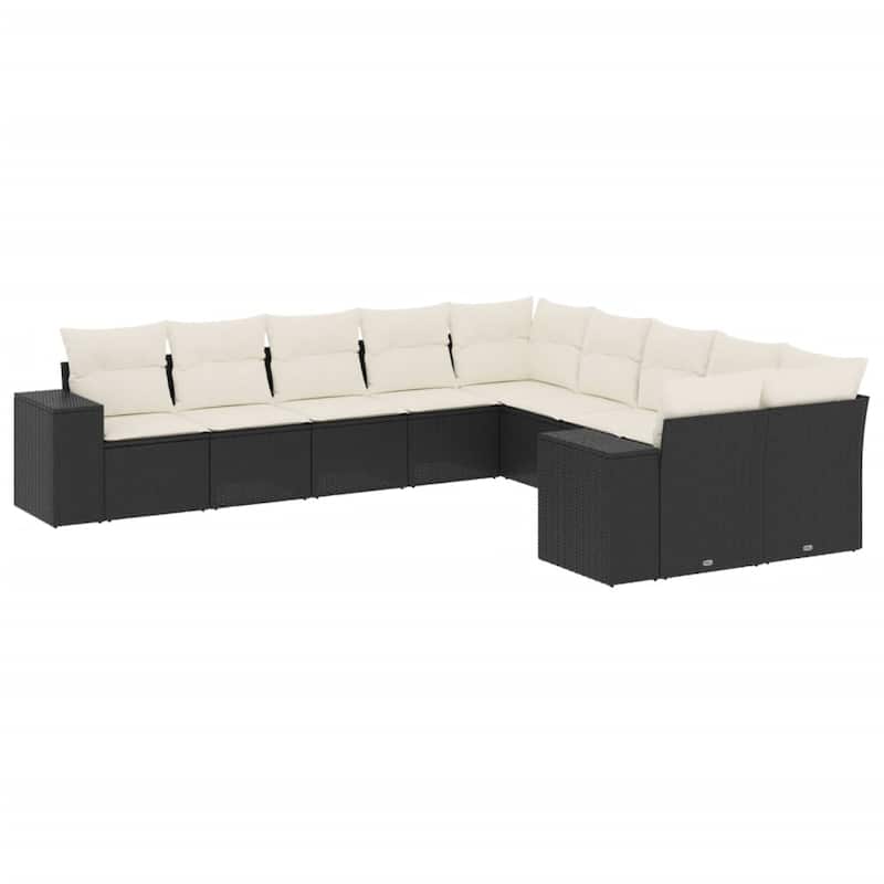 vidaXL Patio Sofa Set with Cushions Outdoor Conversation Furniture Poly Rattan