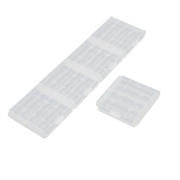 5Pcs Transparent Storage Case Plastic Battery Holder Organizer for AA Batteries