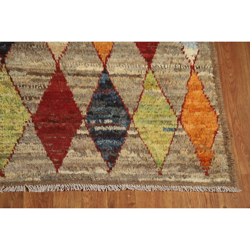 Trellis Geometric Moroccan Oriental Rug Hand-Knotted Wool Carpet - 5'0" x 6'7"
