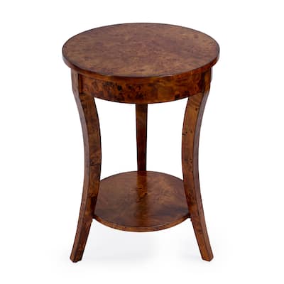 Holdin Round Burl Wood 18"W Side Table