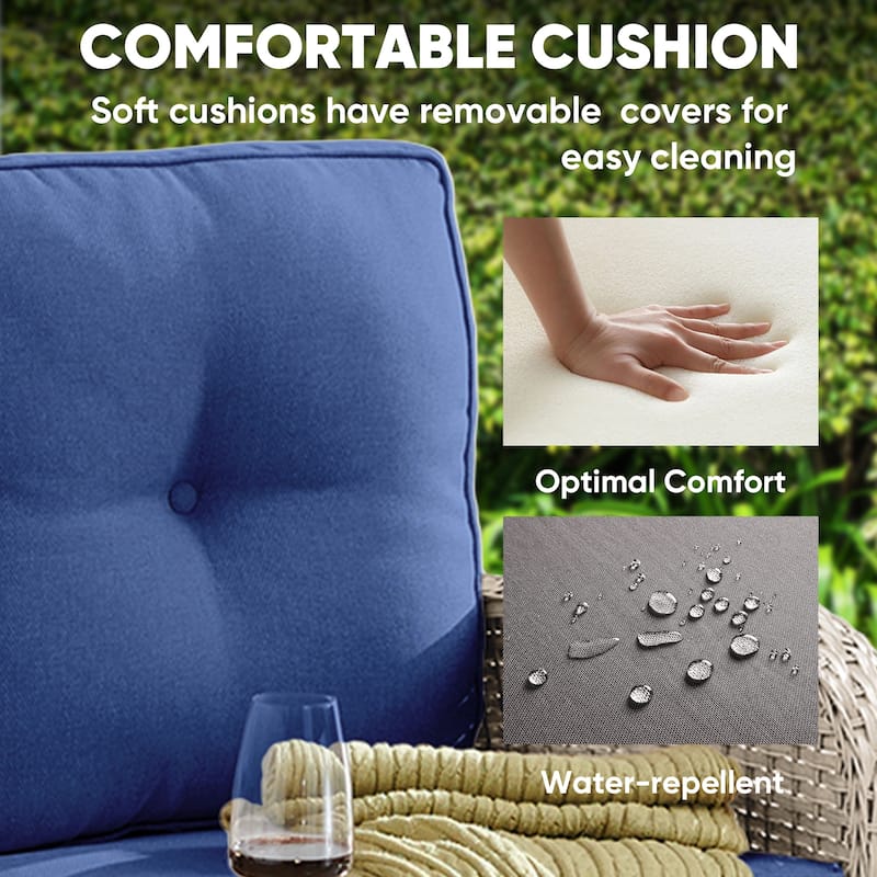 Outdoor Patio Loveseat Sofa with Coffee Table