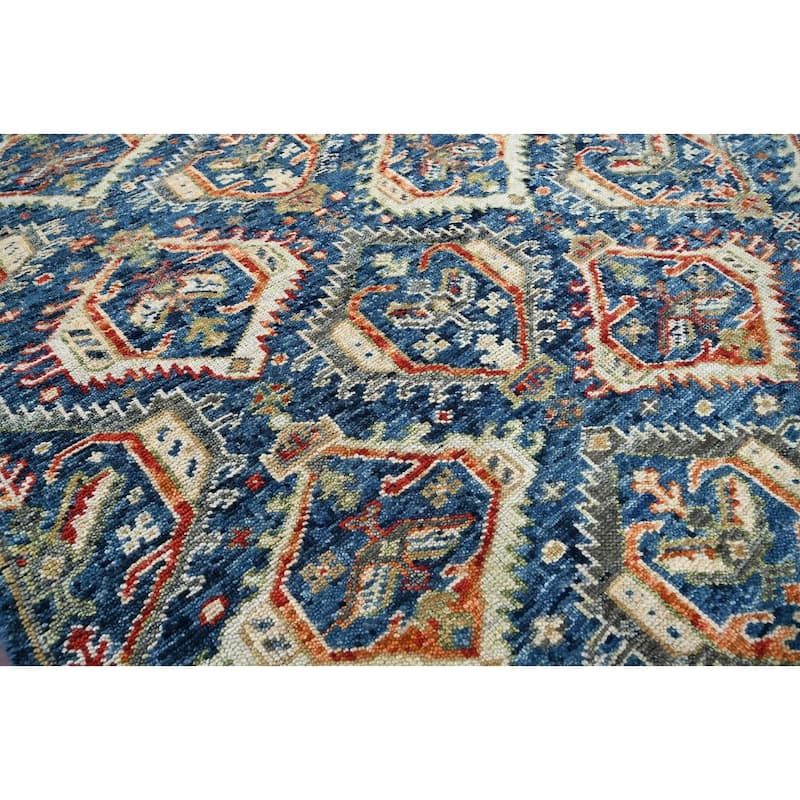Hand Knotted Transitional Navy Wool Oriental Rug Turkish Oushak - 8' x 9' 11''