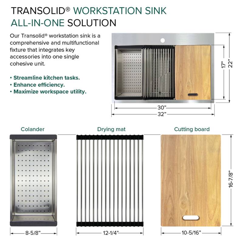 Transolid KWSST322210-ML2 32" Drop In Single Basin Stainless Steel