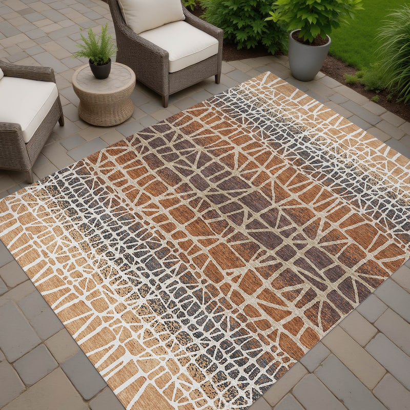 Machine Washable Indoor/ Outdoor Boho Global Chantille Rug