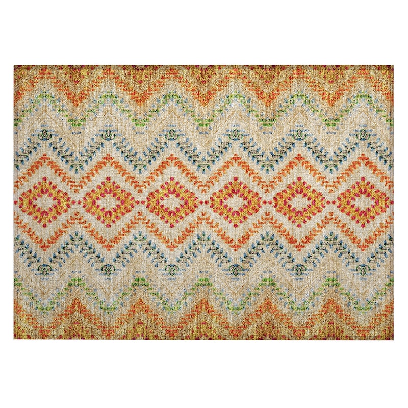 Machine Washable Indoor/ Outdoor Chantille Boho Global Rug