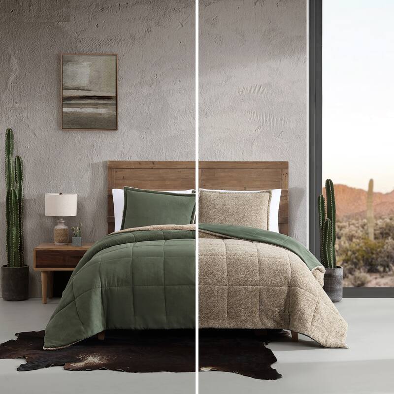 Wrangler Legendary Solid Microsuede/Sherpa Reversible Comforter Set