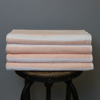 Fibertone Bleach Safe 4-PK Cabana Stripe Beach Towel Set (70x30)