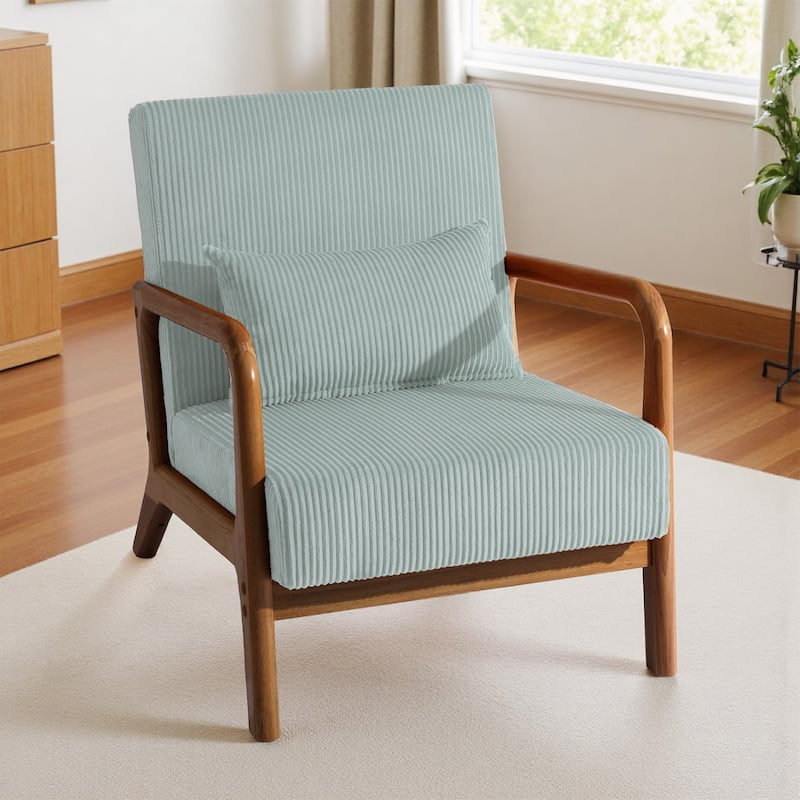Mid-Century Upholstered Accent Chair with Wood Frame