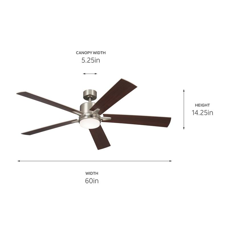 Kichler Lighting Lucian Elite XL 60 inch Integrated LED Indoor Brushed Nickel Ceiling Fan