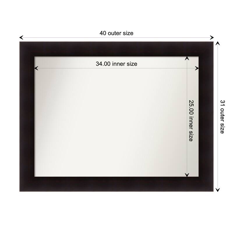 Portico Espresso Framed Non-Beveled Custom Wall Mirror, Bathroom Vanity Mirror - Outer Size: 39.75 x 30.75