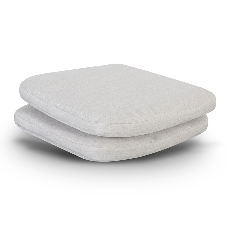 Outdoor 2-Pack 15'' x 16'' x 1.2'' Gray Chair Seat Cushions with Straps - Light Grey