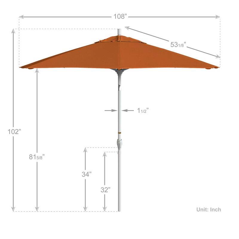 California Umbrella 9' Rd. Aluminum Patio Umbrella, Crank Lift with Push Button Tilt, White Finish, Pacifica Fabric