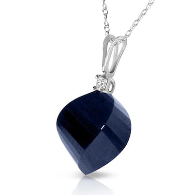 15.3 Carat 14K White Gold Necklace Diamond Twisted Briolette Sapphire