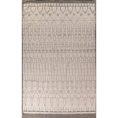 All-Over Trellis Moroccan Large Oriental Rug Hand-Knotted Wool Carpet - 9'11"x 16'0"