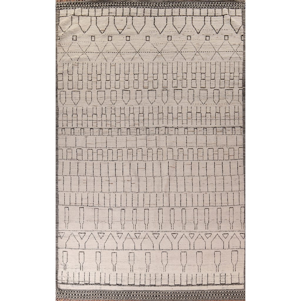 All-Over Trellis Moroccan Large Oriental Rug Hand-Knotted Wool Carpet - 9'11"x 16'0"