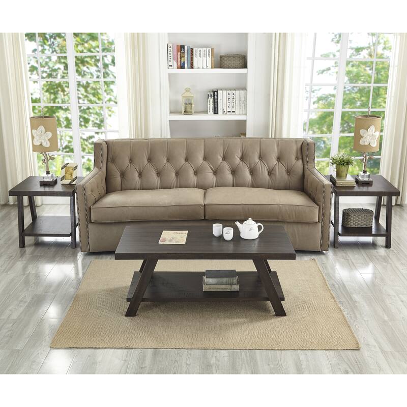 Modern Storage 3-Piece Coffee Table Set with Shelf and Splayed Legs for Living Room