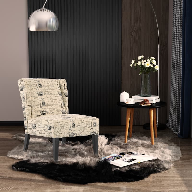 HOMCOM Upholstered Armless Accent Chair, Leisure Side Chair with Wingback