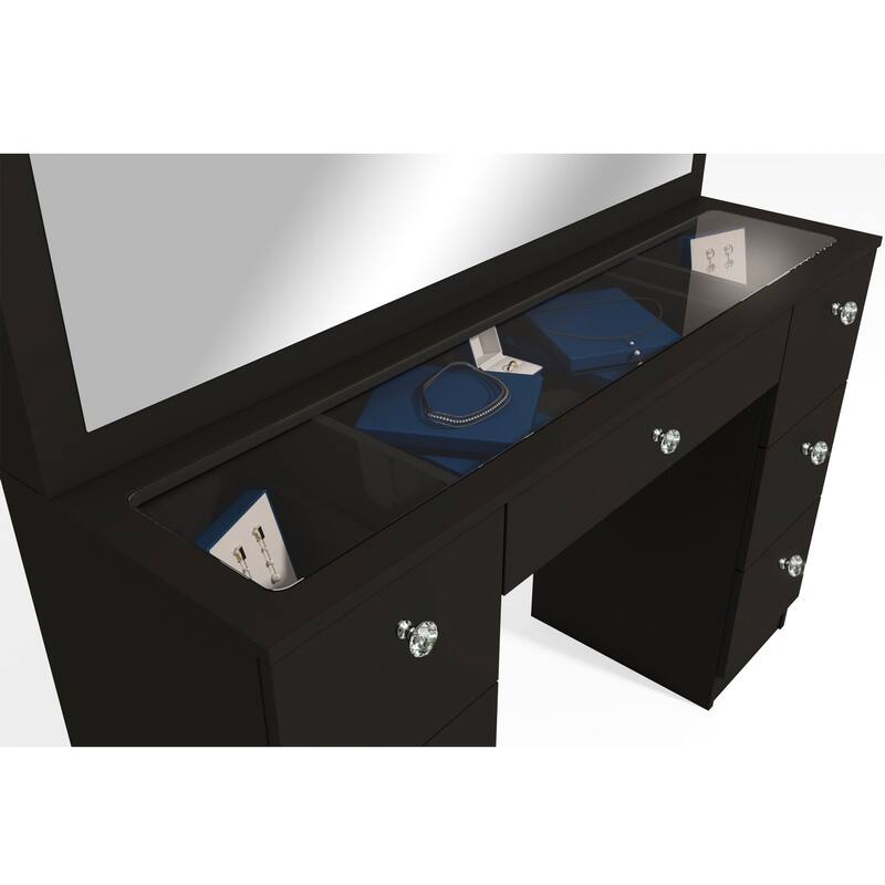 Boahaus Venus Modern Vanity, Glass Top, 07 Drawers - N/A