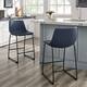 Middlebrook Prusiner 24-inch Faux Leather Counter Stool, Set of 2 - Navy Blue